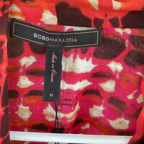 BCBGMAXAZRIA Isla Silk Persian Red Asymmetrical Self Tie Sleeveless Wrap Dress - Picture 7 of 12